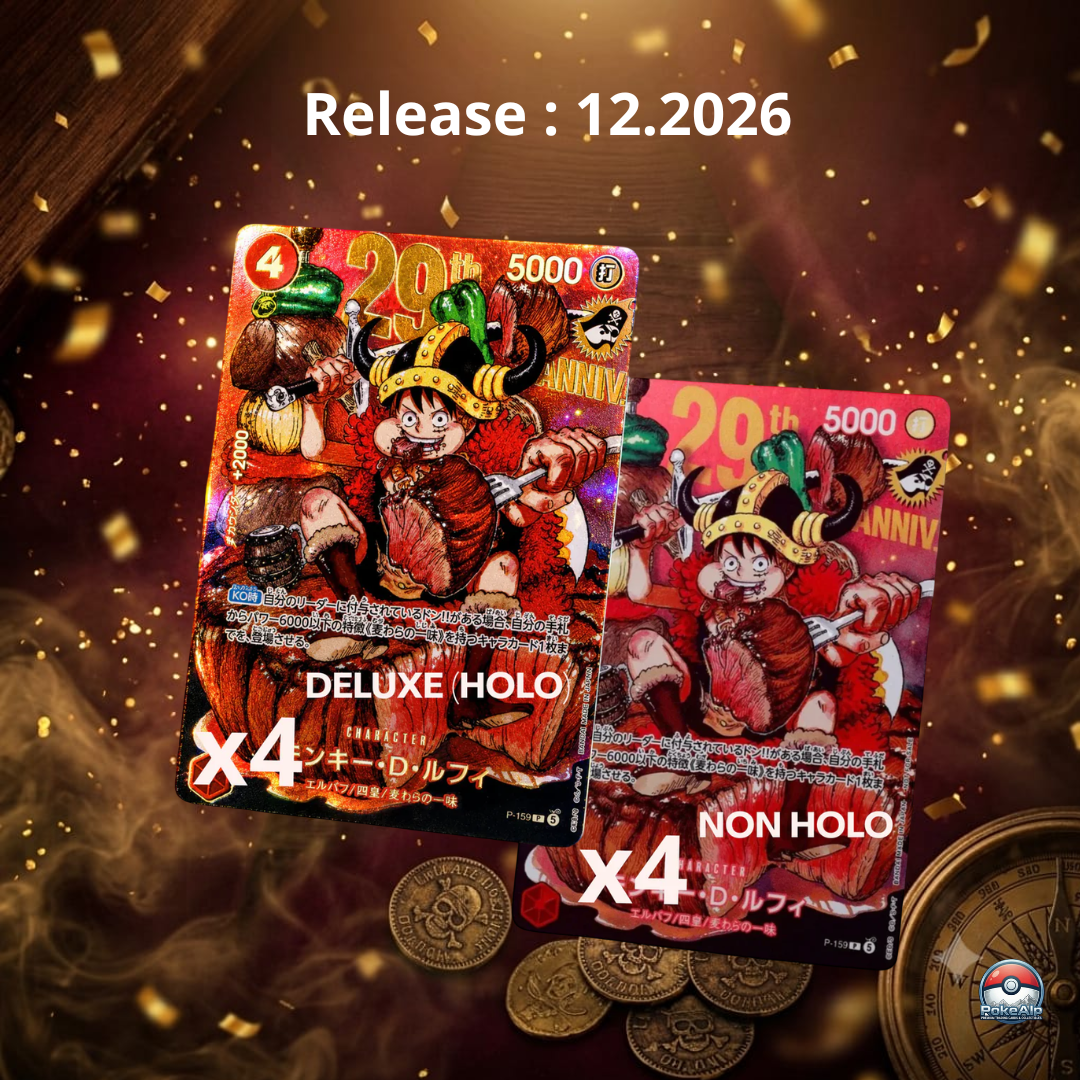 Holographie premium One Piece P-159 — Carte Promo Monkey D. Luffy 29ᵉ Anniversaire | Weekly Shonen Jump | Édition Japonaise