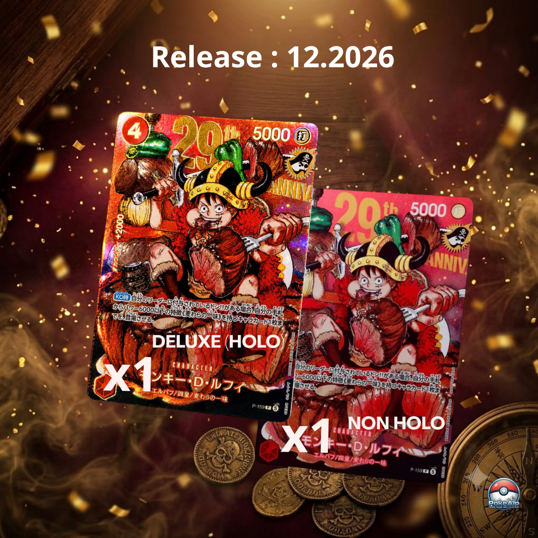 Holographie premium One Piece P-159 — Carte Promo Monkey D. Luffy 29ᵉ Anniversaire | Weekly Shonen Jump | Édition Japonaise