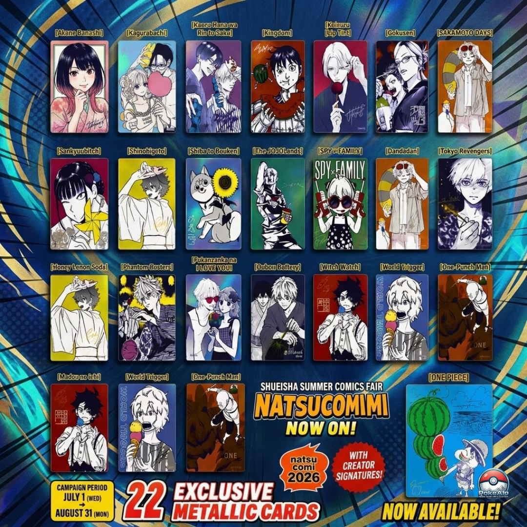 Shueisha Natsukomi 2026 – Exclusive Meta Kira Metallic Card One Piece | Japanese Summer Comics Promo full set